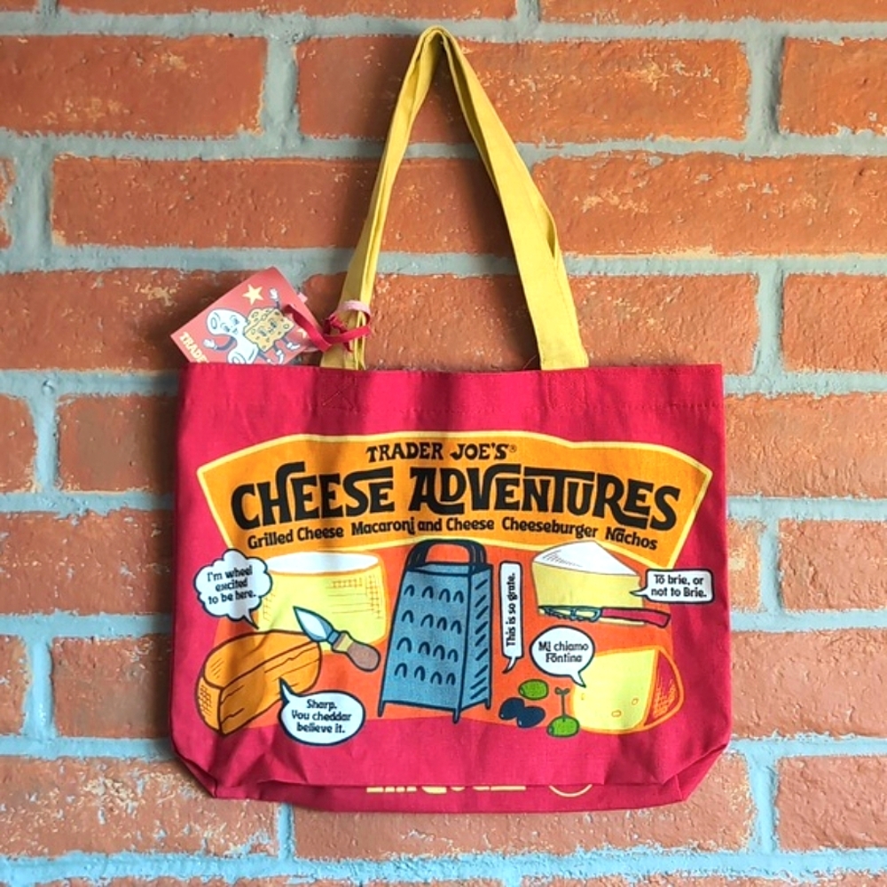 Trader Joe’s 🧀 Cheese Adventures Illustrated Reusable Canvas Shopping Tote BNWT